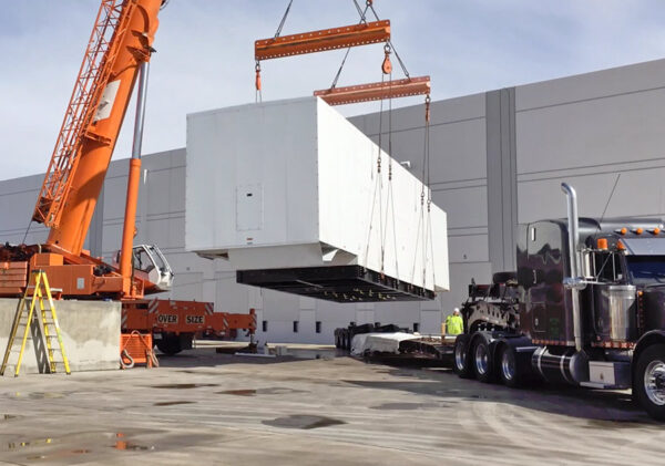 Large diesel generator on crane